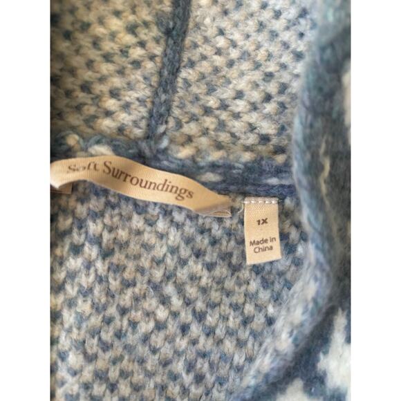 Soft Surroundings Barra Wool Cardigan Size 1X Medallion Fair Isles Cottagecore - Picture 9 of 10